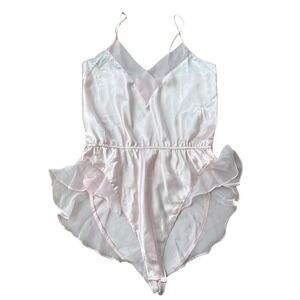 Victoria Secret Teddy Bodysuit Women Medium Pink Gold Label Ballerina Vintage